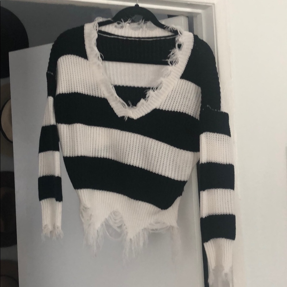 Raw edge sweater